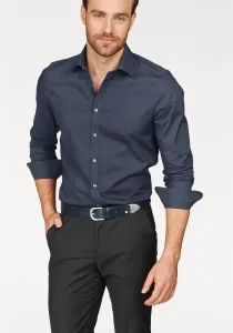 Деловая рубашка OLYMP "Level Five Body Fit", сохраняет форму благодаря эластану, синий