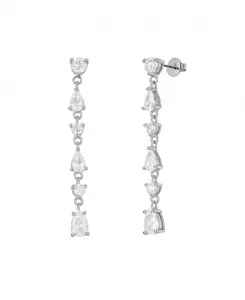 Серьги-Подвески с кристаллами в форме Тельца Untamed Petals, silver