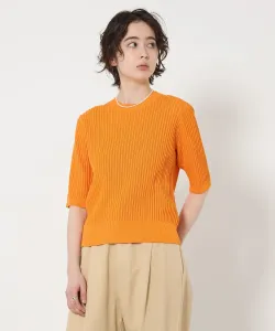 Вязаный свитер с коротким рукавом из сетчатой ткани United Arrows, цвет Orange