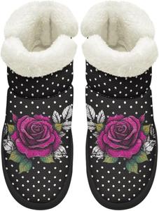 Женские зимние ботинки с меховой подкладкой, противоскользящие, короткие мини-ботинки, широкий размер, удобные повседневные зимние обувь, размеры 4.5-12 Chririnla, Polka Dot Rose