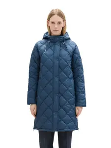 TOM TAILOR стеганое пальто с капюшоном, синий