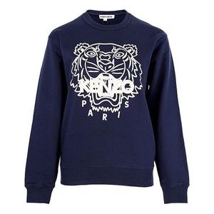 Свитер ss21 tiger pattern round neck pullover hoodie navy blue Kenzo, синий
