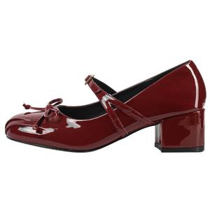 Туфли Mary Jane Spade Millionaire на массивном каблуке 5,0 см женские Wonderful couple, красный