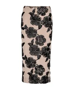 Миди-Юбка с цветочным принтом и сетчатым верхом Rotate Birger Christensen, мультиколор