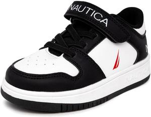 Детские кроссовки Nautica с регулируемыми ремешками, Удобные повседневные кеды для мальчиков и девочек, малышей и маленьких детей, белый/черный