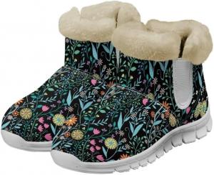 Женские зимние сапоги Jeiento Fashion, комфортные теплые зимние сапожки, удобные, противоскользящие, с мягким внутренним материалом, на плоской подошве, Wild Floral Flowers