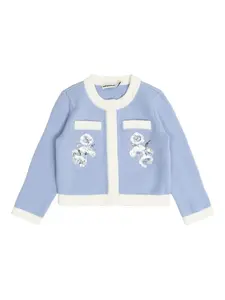 Кардиган, украшенный пайетками Self-Portrait Kids, синий