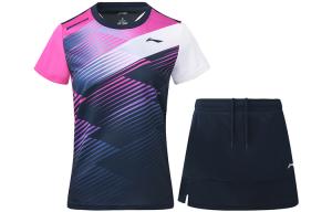 LINING Летний комплект одежды Badminton Series для женщин, темно-морской синий