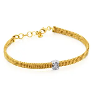 Браслет Tous Icon Mesh Bear Motif, золото/белое золото/бриллианты