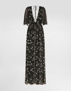 Шифоновое платье-кимоно с принтом "фиалки" DOLCE & GABBANA, мультиколор