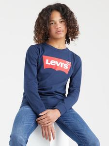 Детская футболка с длинными рукавами и логотипом летучей мыши Levi's, темно-синий