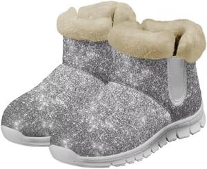 Легкие теплые зимние ботинки Jeiento для женщин, модные рабочие ботильоны, утепленные внутри, комфортные зимние плюшевые ботинки, Silver Starlight