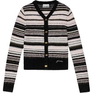 Узорчатый джемпер с интарсией GANNI, черный