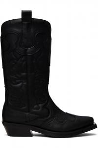 Вышитые ковбойские сапоги средней высоты Ganni, черный