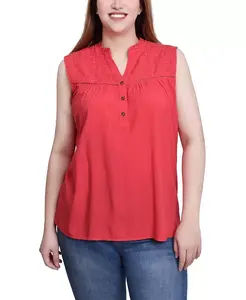 Миниатюрная блузка без рукавов с кокеткой NY Collection, красный