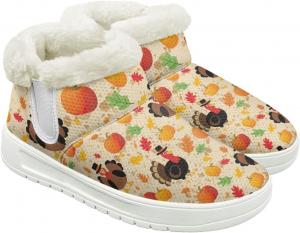 Женские зимние ботинки с меховой подкладкой, слипоны с плоским каблуком и меховой подкладкой, ботильоны Qoiuvncy, Pumpkin Turkey