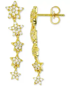 Серьги-Подвески в форме звезд с градуированными кубическими цирконами из стерлингового серебра с позолотой 14 карат Macy'S, gold