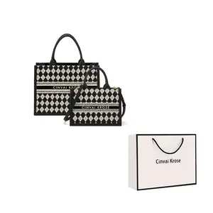 CinvaiKrose Сумка через плечо из синтетической кожи в клетку, Chessboard Black Plaid