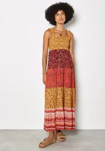 Платье-Макси в стиле пэчворк с цветочным узором пейсли Apricot, Orange