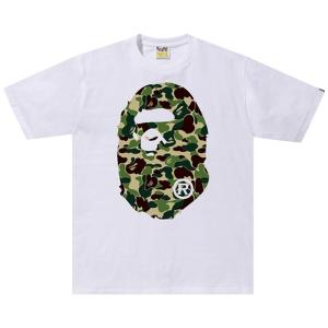 BAPE ABC Камуфляжная футболка с головой большой обезьяны, цвет Белый/Зеленый