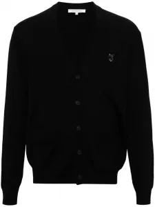 Шерстяной кардиган Chillax Fox Maison Kitsuné, черный