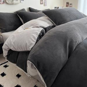 Yalu Пододеяльник 200х230 см из молочного велюра и флиса, двойная сторона, мгновенный нагрев, цвет Advanced Gray + Light Gray