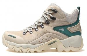 Кроссовки для походов и треккинга женские с высоким берцем бежево-зеленый Humtto