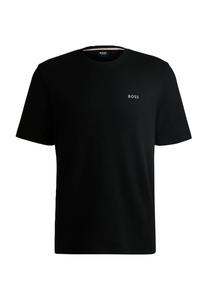 Пижамный топ с короткими рукавами из вафельной ткани с вышитым логотипом Boss, черный