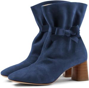 Женские офисные ботильоны FSJ с комфортным каблуком средней толщины, квадратным носком и модной шнуровкой, размер 4-15 M US, Navy
