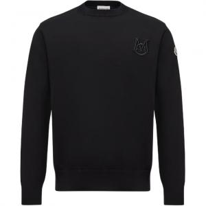 Вышитый хлопковый свитер Moncler, черный
