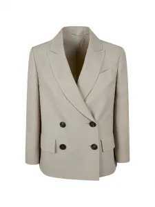 Двубортный пиджак Brunello Cucinelli, бежевый