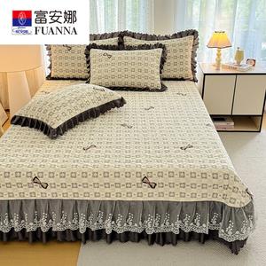 Fuanna Одеяло на матрас 280х260 см, флис с молочным бархатом и кружевом, утепленное, для кровати 2.0 м