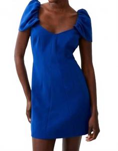 Мини-платье Whisper с присборенными рукавами в кобальтовом цвете French Connection, Cobalt