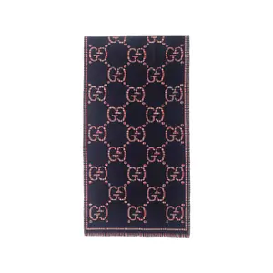 Шерстяной шарф унисекс синий/красный GUCCI