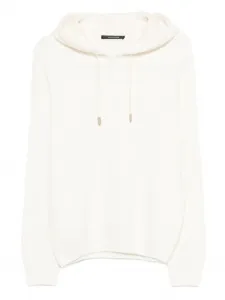 Свитер в рубчик с капюшоном Tagliatore, белый