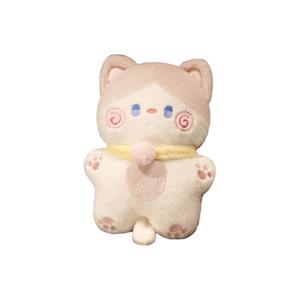 Милые очаровательные плюшевые куклы кошки с колокольчиком высота 40см PUDOWRABBIT, Milk Coffee Colored Bell Cat