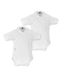 Комплект из 2 белых детских боди из хлопка с короткими рукавами Cambrass, белый