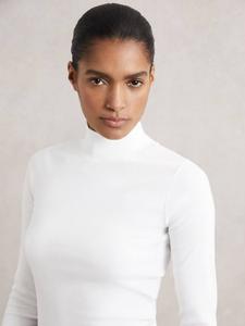 Топ с ребристым воротником-воронкой Polly Reiss, White