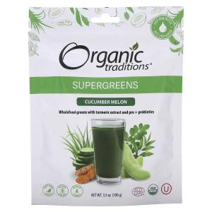Добавка Organic Traditions Supergreens Cucumber Melon, 100 г