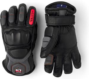 Детские кожаные перчатки Hestra Impact Racing (для детей 4-13 лет) | Утепленные защитные перчатки для катания на лыжах, гонок, сноуборда и зимних видов спорта, Black