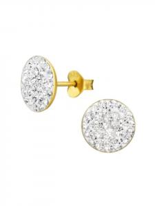 Alexander York Серьги-гвоздики GEO с кристаллами 9 мм, изготовленные из серебра 925 пробы, комплект из 2 штук