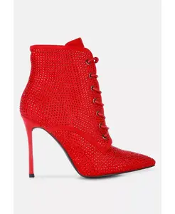 Ботильоны Head On с отделкой стразами из искусственной замши London Rag, красный