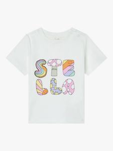 Детская хлопчатобумажная футболка с надписью woodland Stella McCartney Kids, белый/разноцветный