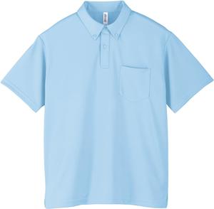 Футболка-поло Glimmer 00331-ABP с коротким рукавом, плотность ткани 4,4 унции, на пуговицах, с карманом, светло-голубой