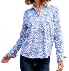 Рубашка Rome в синем геометрическом принте Dizzy-Lizzie