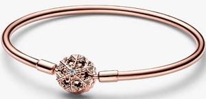 Браслет Pandora Moments Sparkling Snowflake Clasp, розовое золото