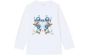 Футболка детская Burberry с рисунком и логотипом, белый