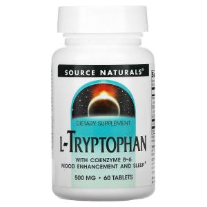 Source Naturals L-триптофан с витамином В6 в коэнзимной форме 500 мг, 60 таблеток