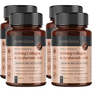 Комплекс коллагена с гиалуроновой кислотой Pureclinica UltraColl 1500 мг, 4 упаковки по 180 таблеток