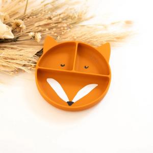 Силиконовая тарелка Лиса с присоской, оранжевый